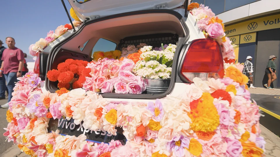 Flower-filled Volkswagen at the event